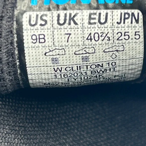 Hoka Clifton 10 Womes 9B Black and White Athletic Sneakers S22 - Picture 8 of 8